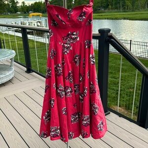 Anthropologie Girls from Savoy Floral Halter Strapless Swing Dress